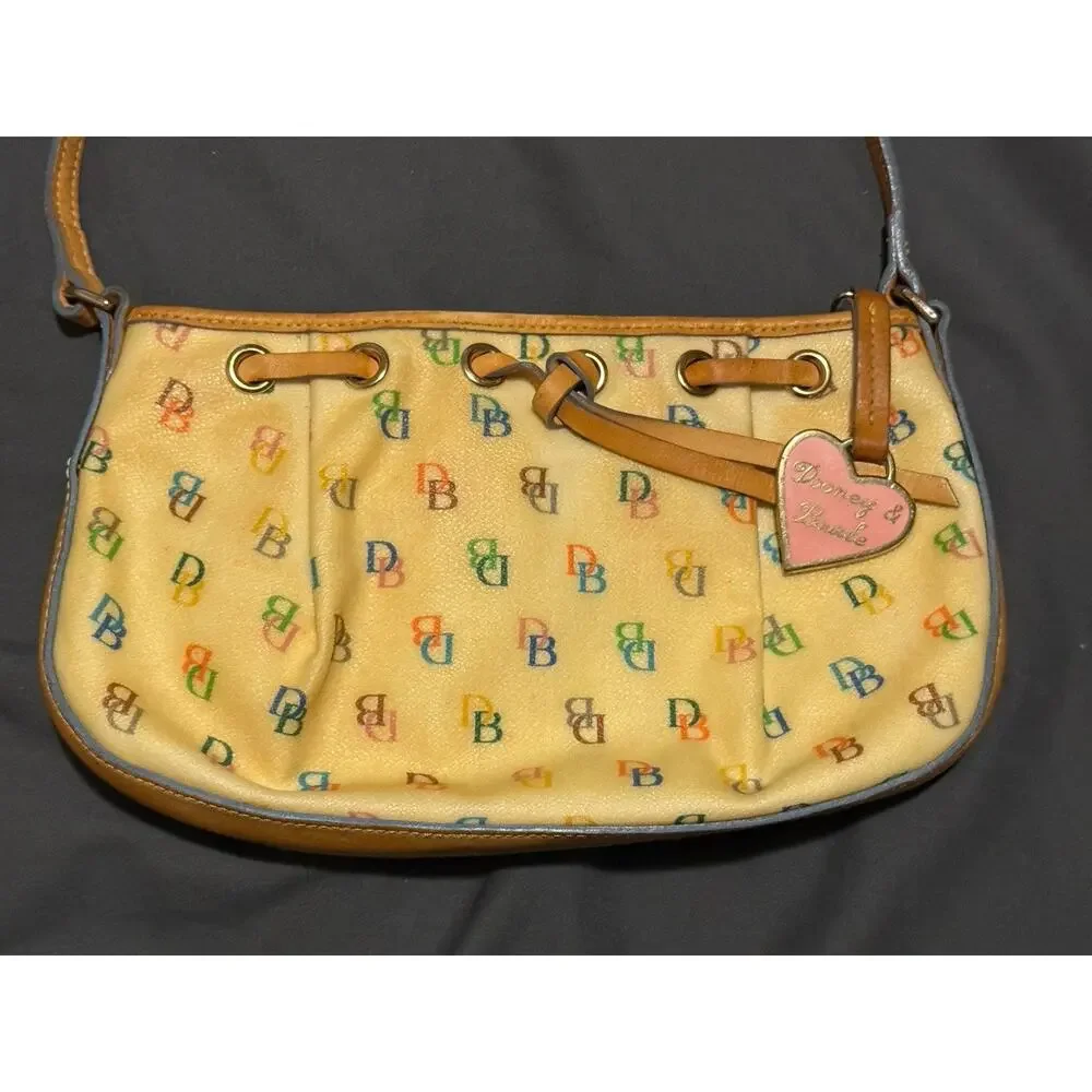 Dooney & Bourke Y2K Vintage IT Bag Yellow DB Rainbow Monogram Vachetta Leather